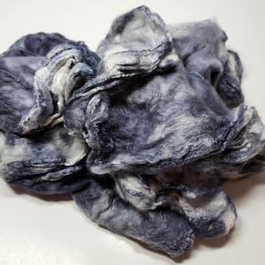 Hand Dyed Mawata Silk Hankies Mulberry Silk for Nuno Felting Spinning Knitting Weaving Textile Arts 0.5oz  Granite