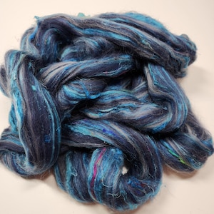 Recycled Wool Sari Silk Roving Blend 60/40 Droplet Spin It Felt It Card It with Other Fibers