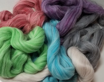 Merino Alpaca Roving Assortment 2.5oz Pkg 6 different colors Spin It Felt It Card It with other Fibers