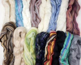 Merino Top Roving Assortment 16 Different Blends (14g ea.) totaling 1/2 Pound