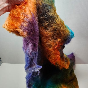 Hand Dyed Mulberry Silk Lap for Spinning Felting Blending Silk Fusion and Mixed Media Arts 1oz Paradise Fish image 4