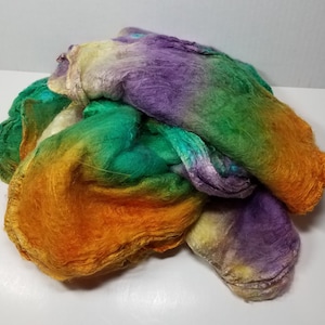 Hand Dyed Mawata Silk Hankies Mulberry Silk for Nuno Felting Spinning Knitting Weaving Textile Arts 0.5oz Trick or Treat