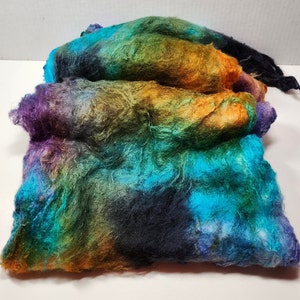Hand Dyed Mulberry Silk Lap for Spinning Felting Blending Silk Fusion and Mixed Media Arts 1oz Paradise Fish image 8