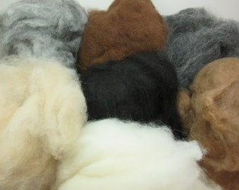 Alpaca Fiber Alpaca Clouds Alpaca Fluff All Natural 2oz each White Light and Med Fawn Med and Dark Silver Grays Med Brown and Black