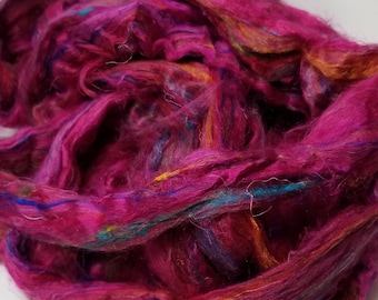 Sari Silk Roving Pulled Sari Silk Recycled Sari Silk Firework Spin It  Felt It  Card It with Other Fibers