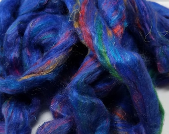 Sari Silk Roving Aquarium for Spinning, Felting & Carding with Other Fibers