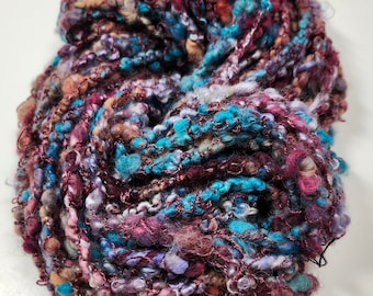 Handspun Art Yarn Textured Yarn for Knitting Weaving Mixed Media Arts Alpaca Silk Mohair More 3 Ply Bulky Chunky 34 Yds