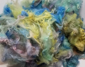 Hand Washed Hand Dyed Uncarded 100 Percent Alpaca Fiber 4oz Springtime 4 inch Staple Length