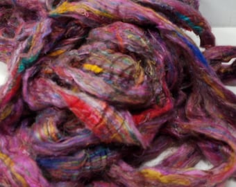 Sari Silk Roving Pulled Sari Silk Recycled Sari Silk Confetti Spin It Felt It Card It with Other Fibers