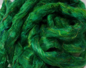 Sari Silk Roving Rainforest for Spinning, Felting & Carding with Other Fibers