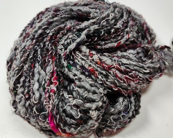 Handspun Art Yarn Textured Yarn for Knitting Weaving Textile/Mixed Media Arts  Alpaca Pulled Sari Silk Yak 2 Ply-Bulky 75yds