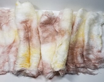 Hand Dyed Mulberry Silk Lap for Spinning Felting Blending Silk Fusion and Mixed Media Arts 1.0oz Marble