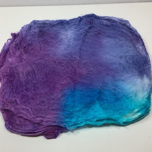 Hand Dyed Mawata Silk Hankies Mulberry Silk for Nuno Felting Spinning Knitting Weaving Textile Arts 0.5oz Alaskan Nights image 6