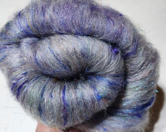 Sparkly Art Batt for Spinning Felting Includes Sari Silk and Multiple Fibers, Spinning, Felting, Mixed Media
