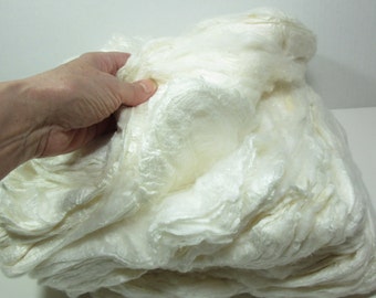 Mawata Silk Hankies 1 lb Undyed Natural Mulberry Silk for Nuno Felting Spinning Knitting Weaving Textile Arts Silk Fusion