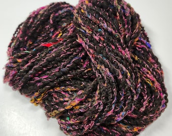 Handspun Art Yarn - Alpaca Pulled Sari Silk Tencel 2 Ply Bulky