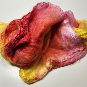 Hand Dyed Mawata Silk Hankies Mulberry Silk for Nuno Felting Spinning Knitting Weaving Textile Arts 0.5oz Blazing Sunsets