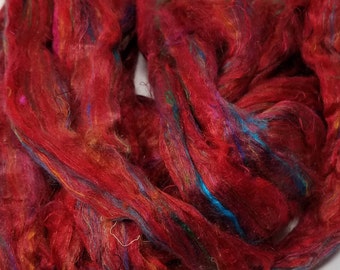 Sari Silk Roving Salsa for Spinning, Felting & Carding with Other Fibers