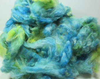 Hand Washed Hand Dyed Uncarded 100 Percent Alpaca Fiber 4oz Mystical Sea 3 1/2 to 4 inch Staple Length