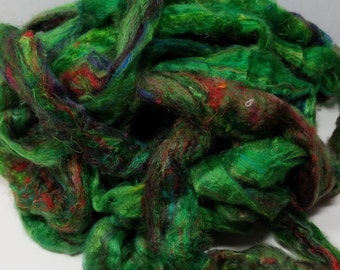 Sari Silk Roving Carnival for Spinning, Felting & Carding with Other Fibers