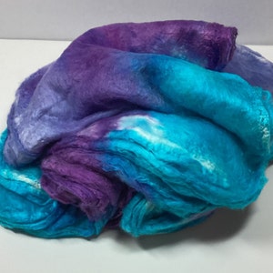 Hand Dyed Mawata Silk Hankies Mulberry Silk for Nuno Felting Spinning Knitting Weaving Textile Arts 0.5oz Alaskan Nights image 4