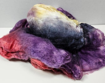 Mouchoirs en soie Mawata teints à la main en soie de mûrier pour Nuno feutrage filature tricot tissage arts textiles 0,5 oz violet empereur