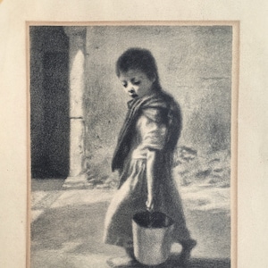 Vintage, Jack Bookbinder Lithograph, 1961 Mexico, Philadelphia Artist, Mid Century, Child in Mexico