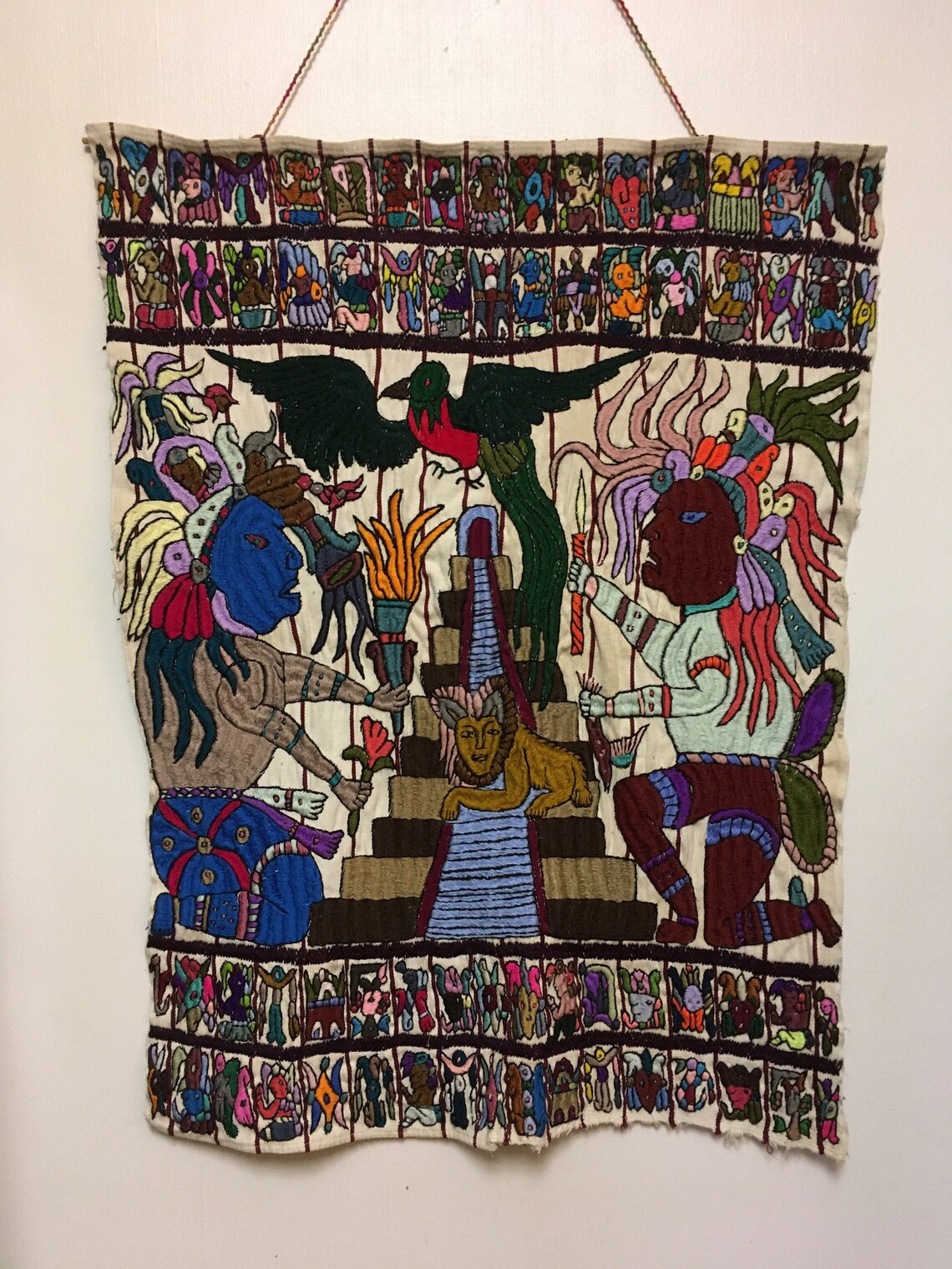 SALE Vintage Guatemalan Handmade Tapestry Wall Textile Art Etsy