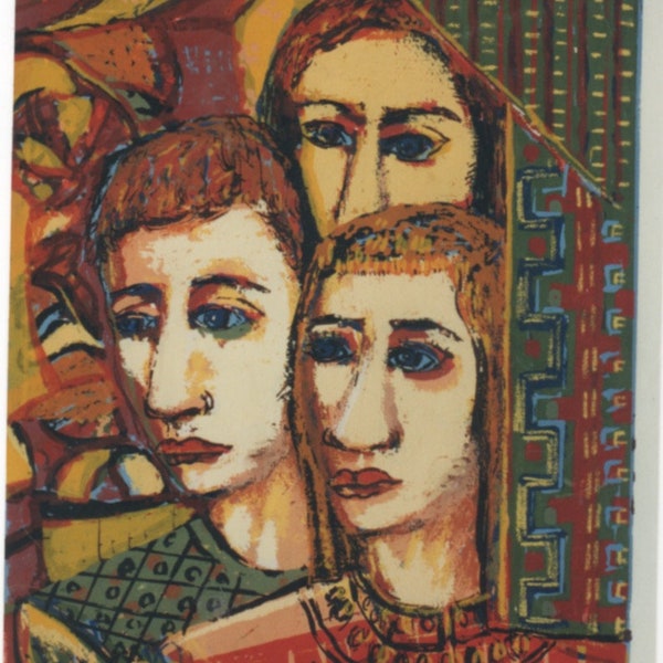 ACROBATS Silk Screen, Mid Century, Signed and Dated 1951, Martin Rosenthal American Modernist
