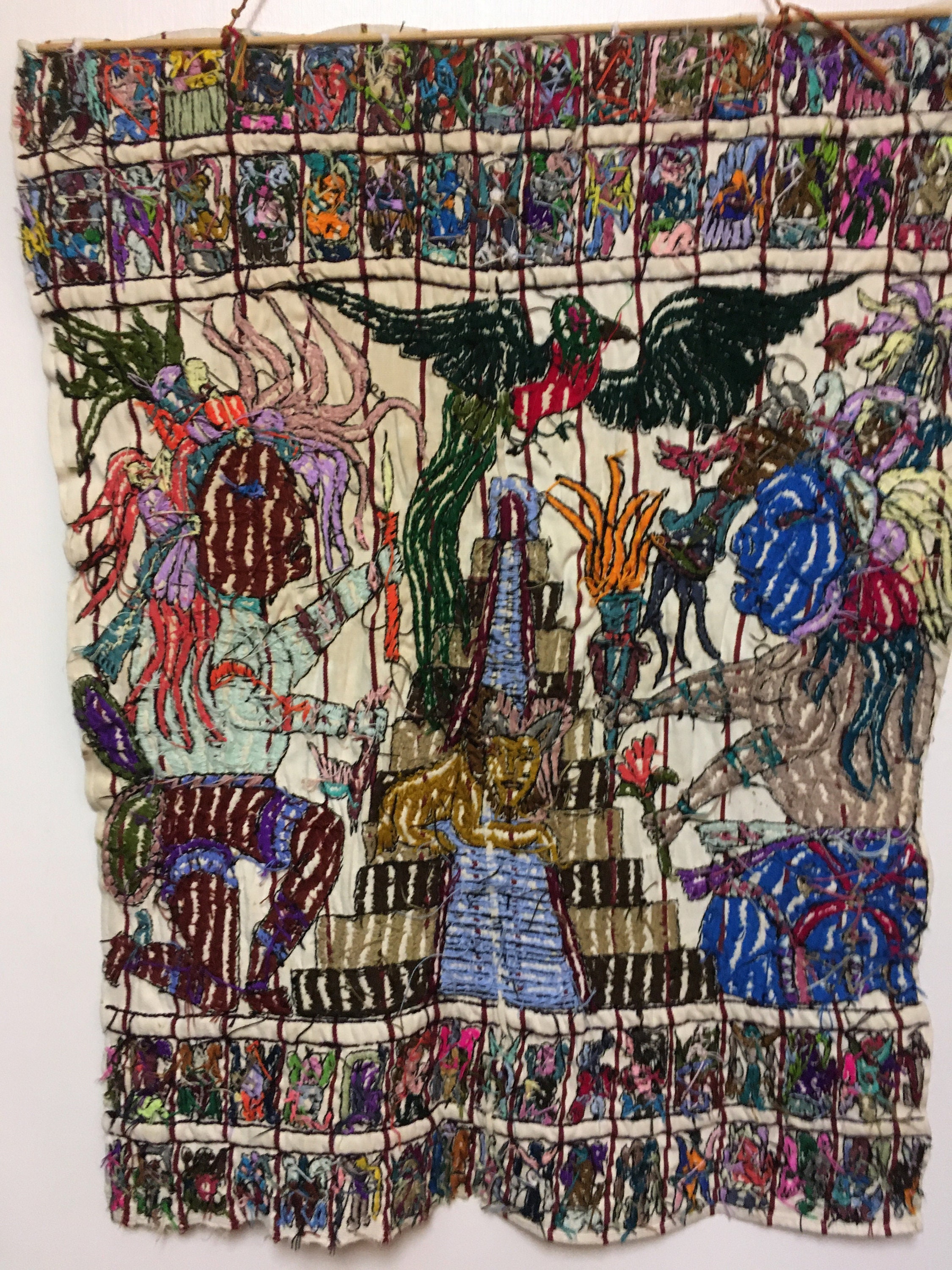 SALE Vintage Guatemalan Handmade Tapestry Wall Textile Art Etsy