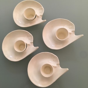 Set 4 Fish Hors d&#39;oeruvres, 1930&#39;s Cocktail serving dishes, Czechoslovakia