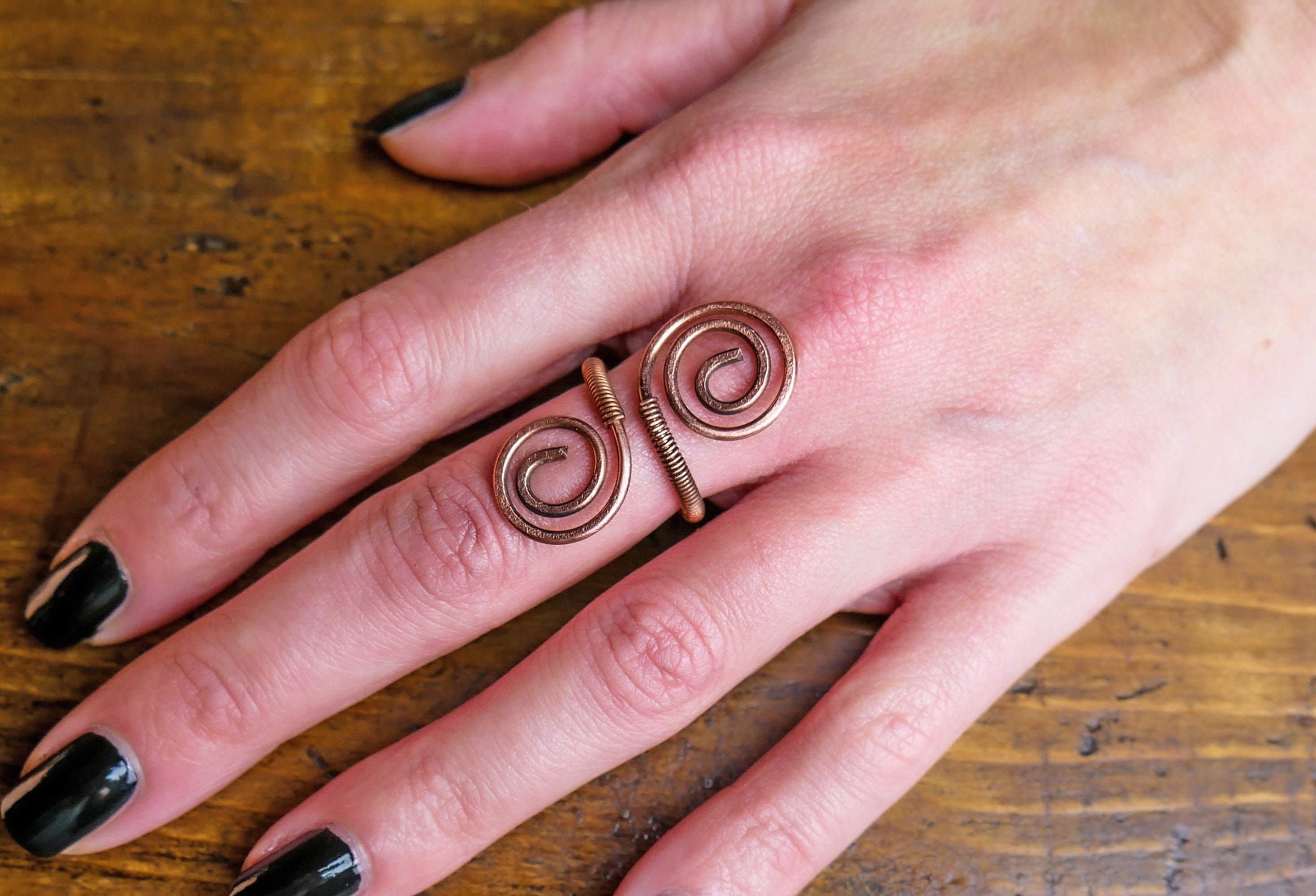 Wire Wrapped Adjustable Copper Ring Handmade Copper Ring Etsy