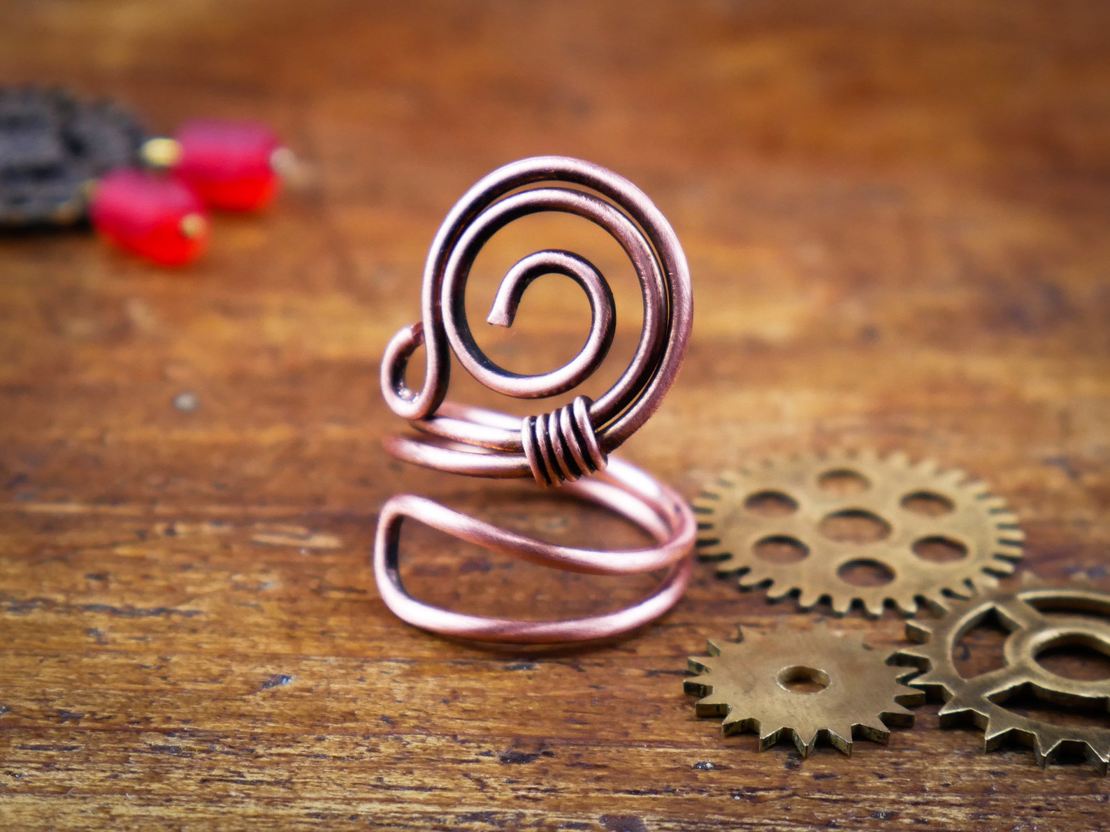 Wire Wrapped Adjustable Copper Ring Handmade Copper Ring Etsy