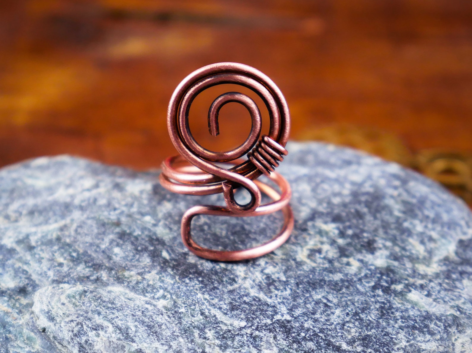 Wire Wrapped Adjustable Copper Ring Handmade Copper Ring Etsy