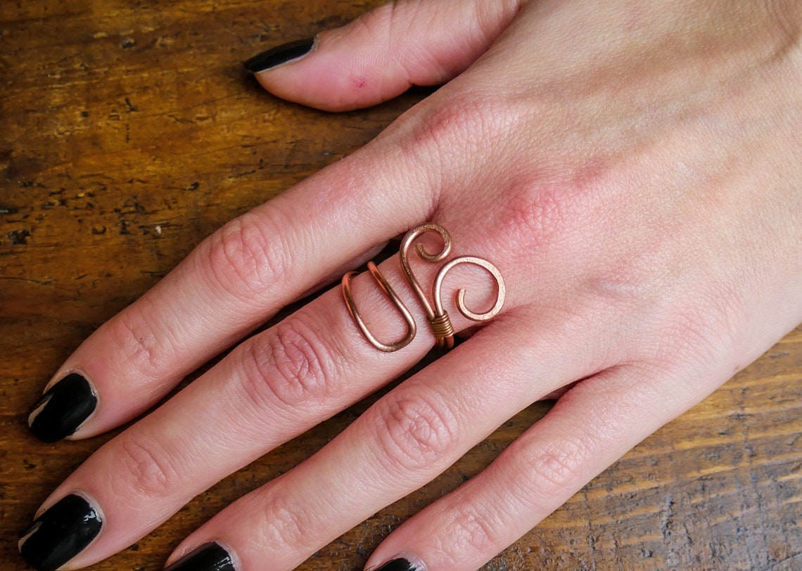 Wire Wrapped Adjustable Copper Ring Wire Wrapped Ring Etsy