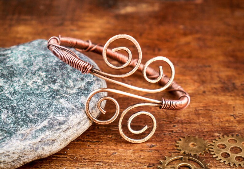 Bracelet Wire Wrapped Hammered Copper Jewelry Wire Wrapped Etsy