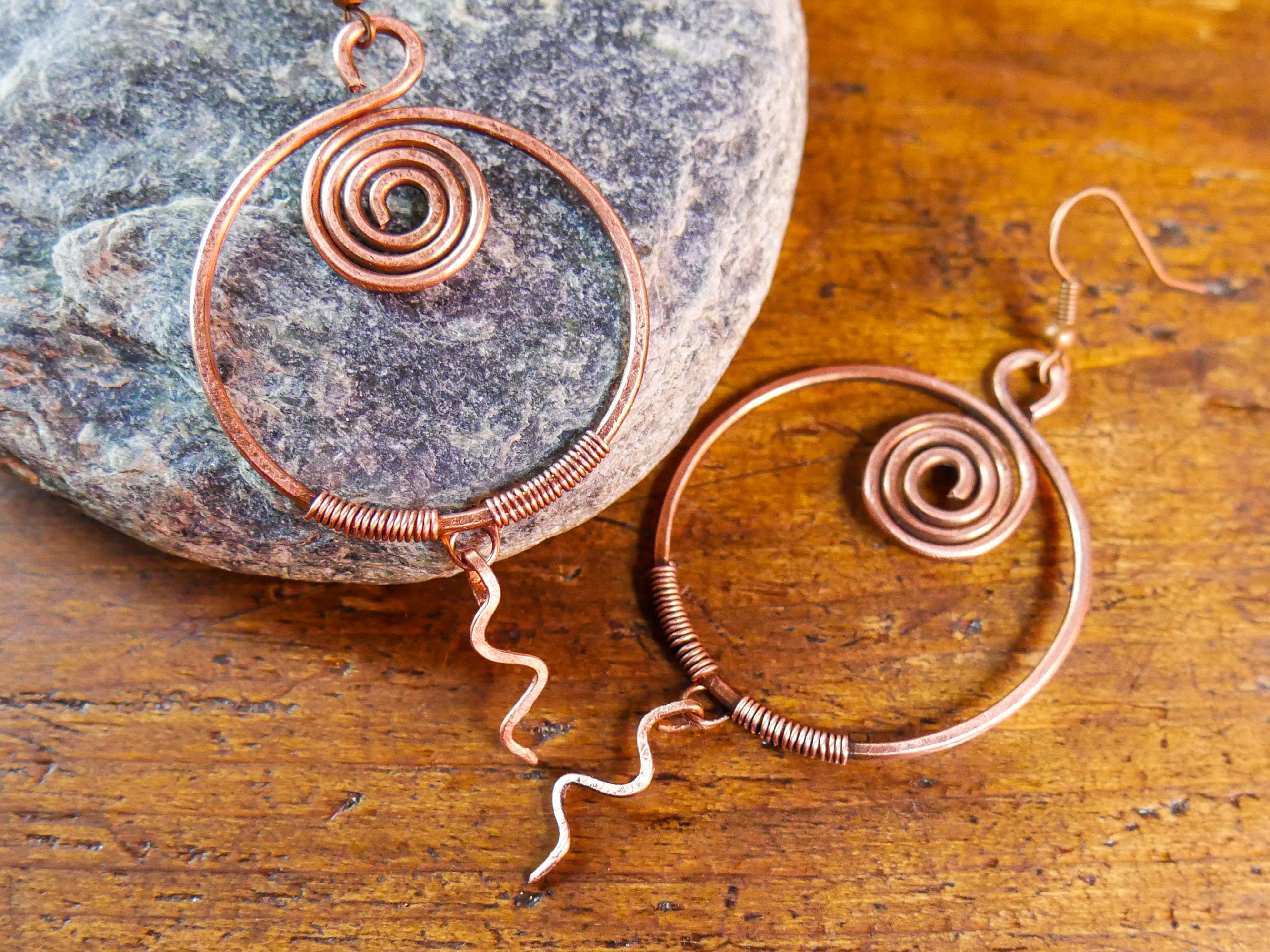 Round Copper colored Aluminum Wire Earrings, circle light weight handm –  JewelryWithMe