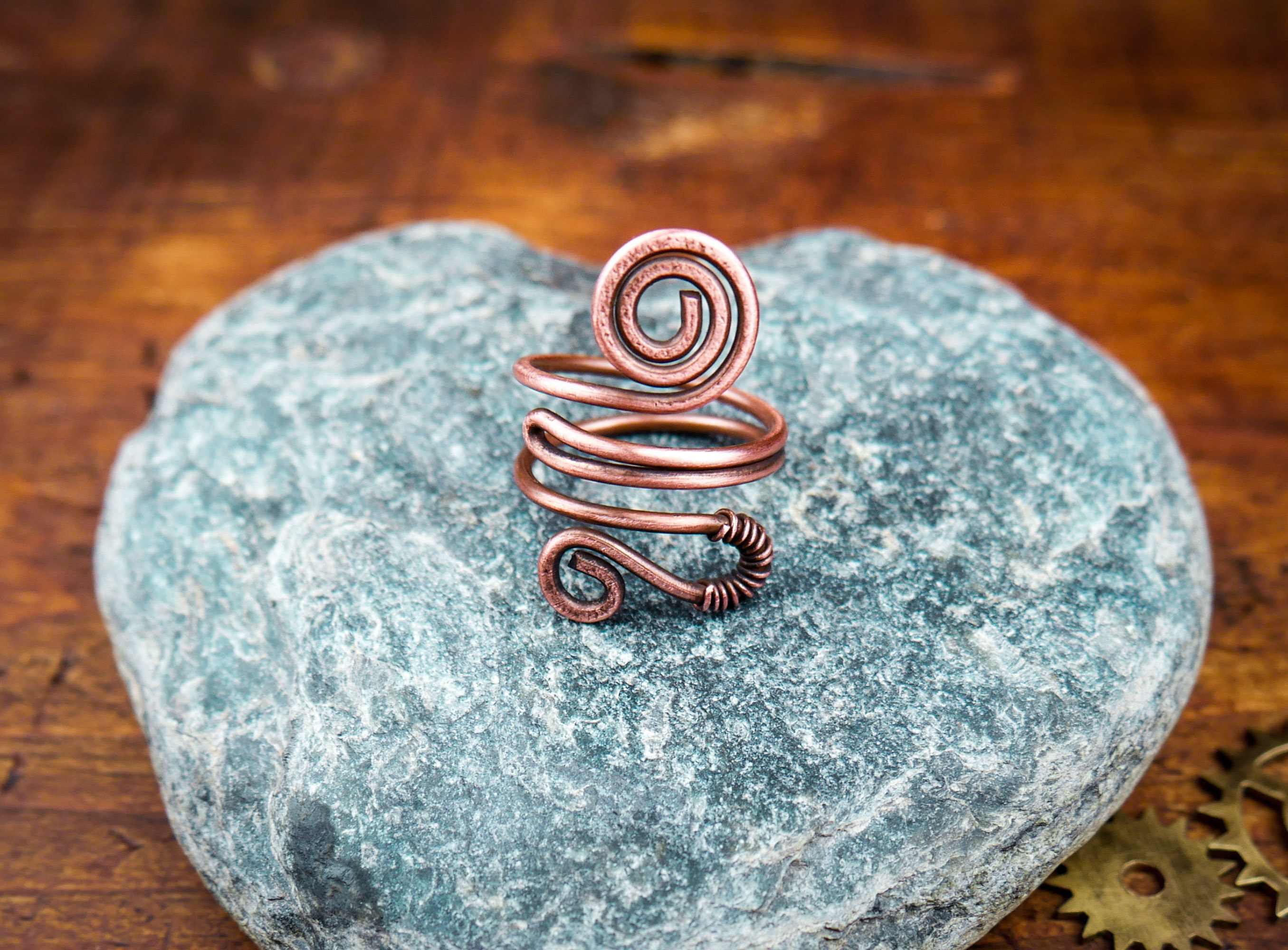Wire Wrapped Adjustable Copper Ring Handmade Copper Ring Etsy