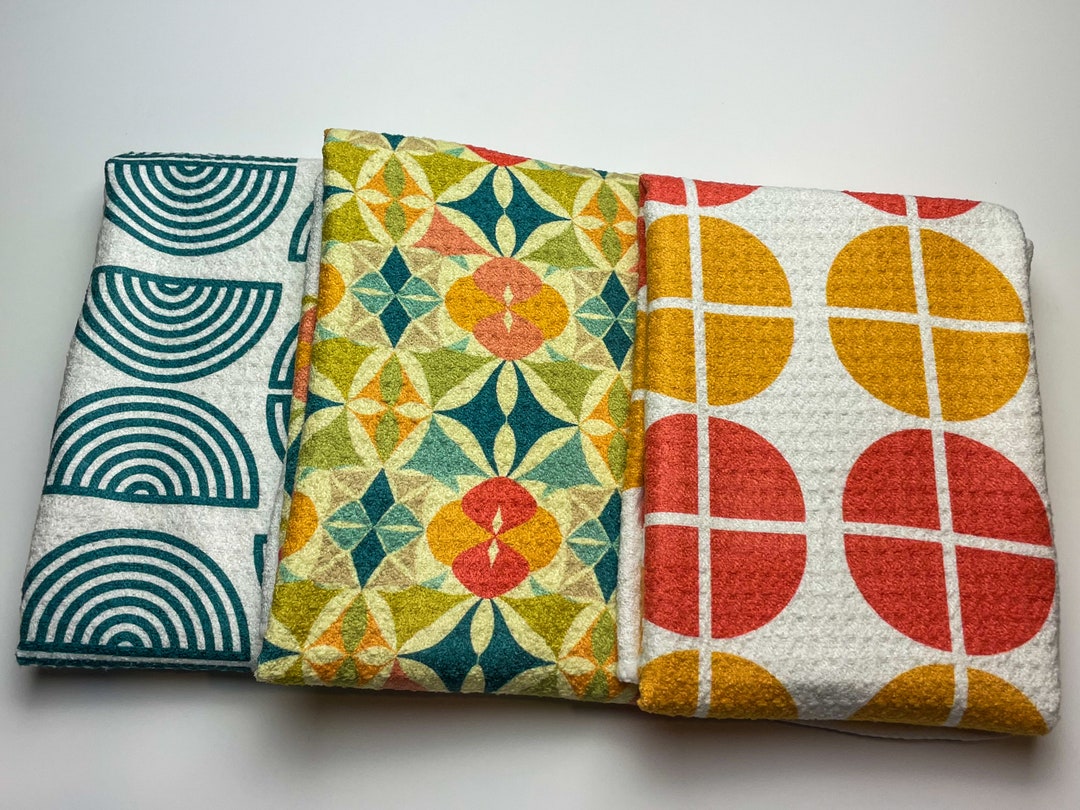 Spring Bright Style 2 Mid Century Modern Tea Towel Set | 3pc | Kitchen ...