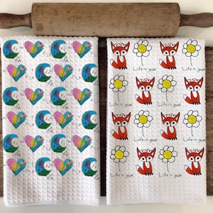 Custom Kid Artwork Tea Towel | Dish Towel | 16''x24'' | Child Art | Kid Art | Kid's Art