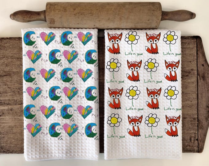 Custom Kid Artwork Tea Towel | Dish Towel | 16''x24'' | Child Art | Kid Art | Kid's Art