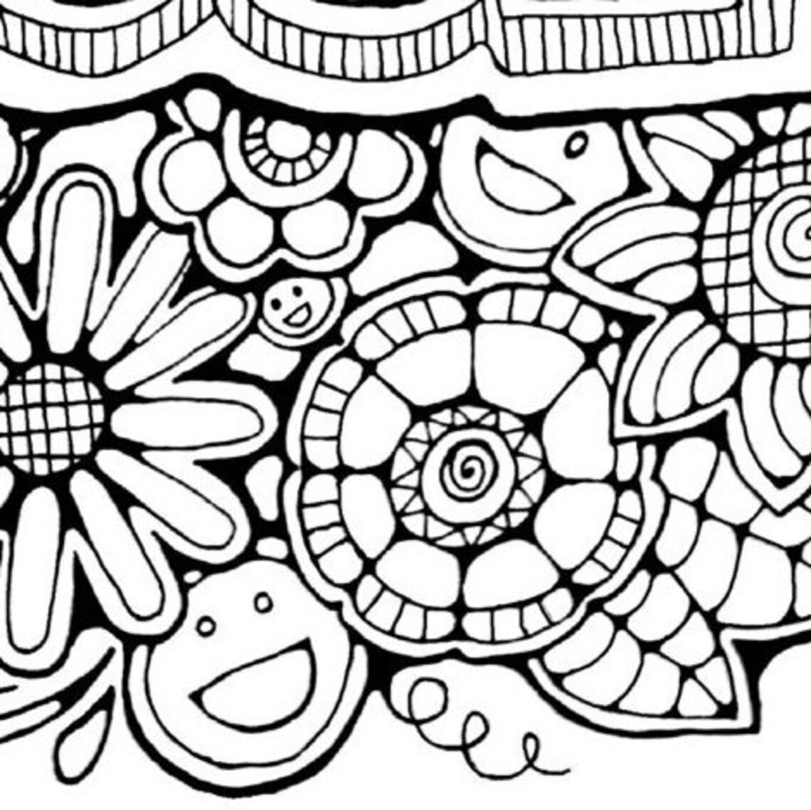 Adult Colouring Page:original Hand Drawn Art in Black and White ...