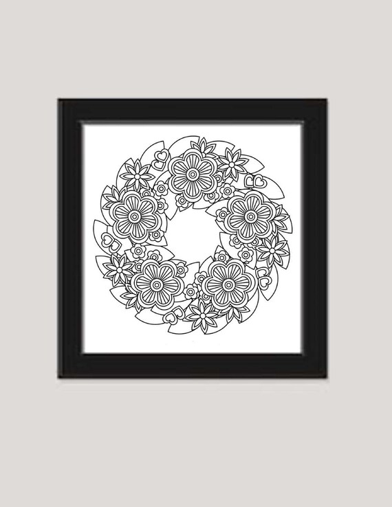 Items similar to Flower Mandala Coloring Page to Print and Color