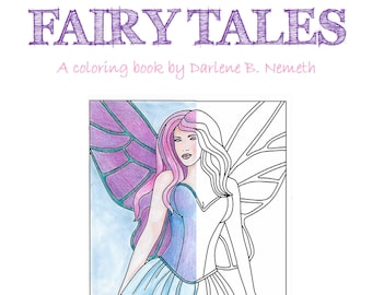 Women from Fairy Tales  Adult Coloring Book, Instant Digital Download of 25 pages