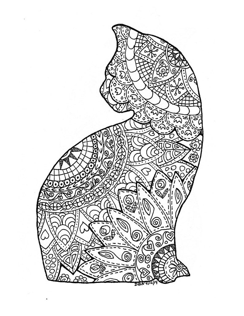 Adult Colouring Page:original Hand Draw Art in Black and | Etsy