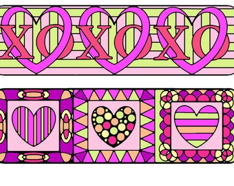 Bookmarks to Color and Print - Valentine Bookmark Coloring Page - Valentine Adult Coloring Page