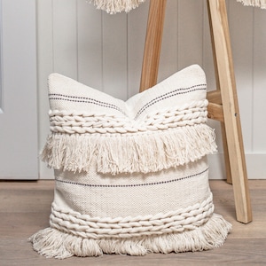 Boho Pillow Cover • 20x20 Pillow Cover • Ivory Boho Pillows • Layering Pillow Covers • Textured Decorative Pillow • 16x26 Bohemian Pillow