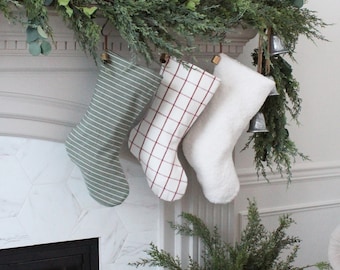 Traditional Christmas Stockings | Handmade Family Stockings | Modern Farmhouse Xmas Stocking | Holiday Stockings