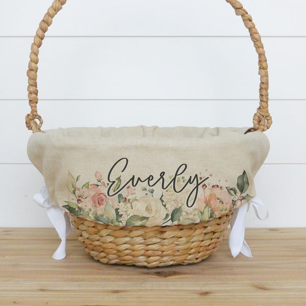 Personalized Easter Basket Liner | Customized Easter Basket Liner | Girl Easter Basket | Rose Watercolor Easter Basket Liner | Rose