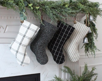 Modern Farmhouse Christmas Stockings | Black and White Stockings | Holiday Stockings | Minimalistic Family Stockings | Custom Stocking